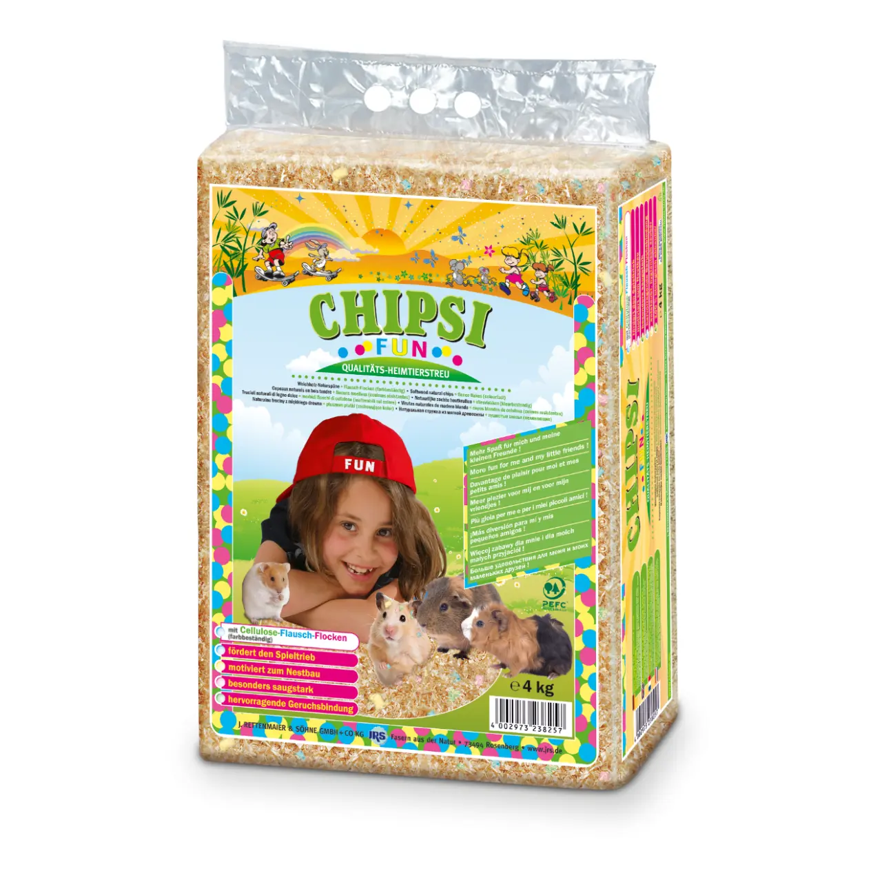 Chipsi Fun træspåner med celluloseflager til kanin og marsvin 4 kg